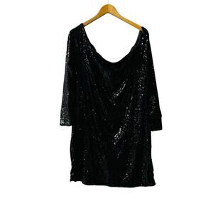 Xtaren Black Sequin Off Shoulder Long Sleeve Dress Size 3X